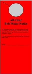 Pre-Printed Door Hangers - All Clear Boil Water Notice, 100 per Pack in Red