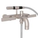 Two Handle Wall Mount Tub Filler with Handshower in Satin Nickel