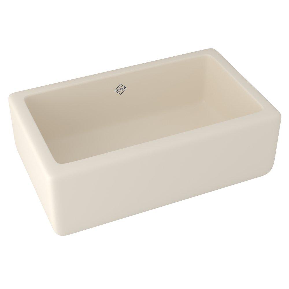 Shaws Parchment 30 x 18 in. Fireclay Single Bowl Farmhouse Kitchen Sink 