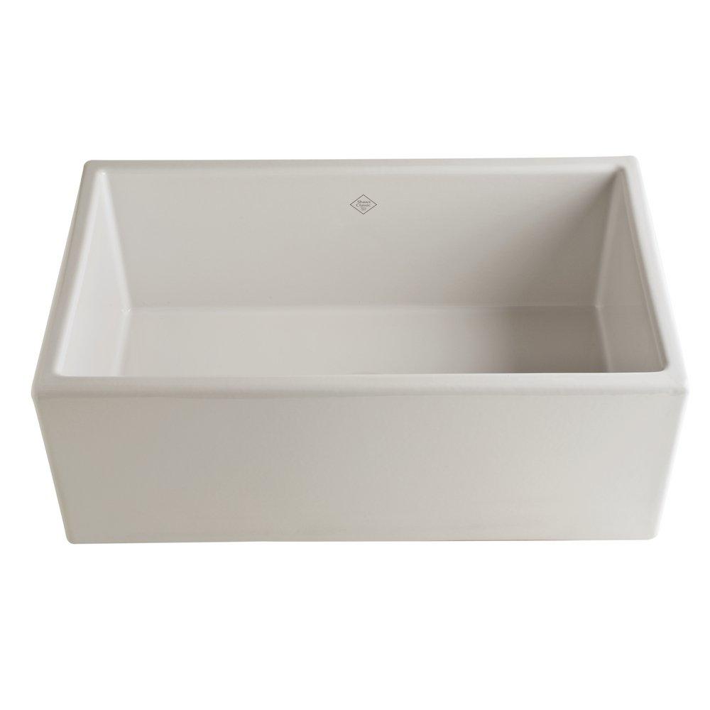 Shaws Parchment 30 x 18 in. Fireclay Single Bowl Farmhouse Kitchen Sink 