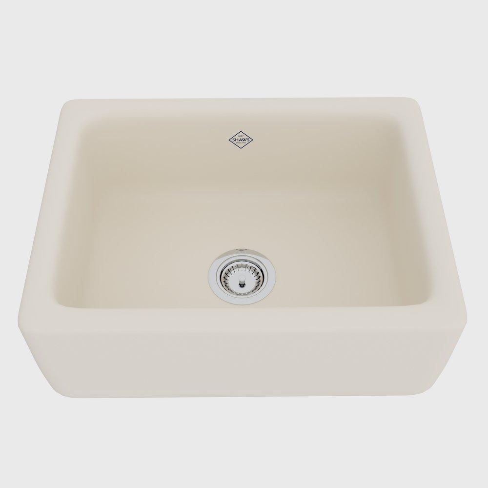 Shaws Parchment 24 x 18 in. Fireclay Single Bowl Farmhouse Kitchen Sink 