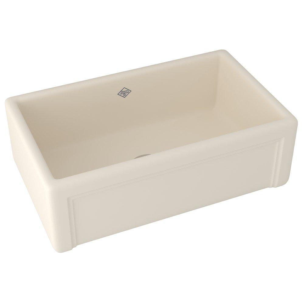 Shaws Parchment 30-7/16 x 18-7/16 in. Fireclay Single Bowl Farmhouse Kitchen Sink 