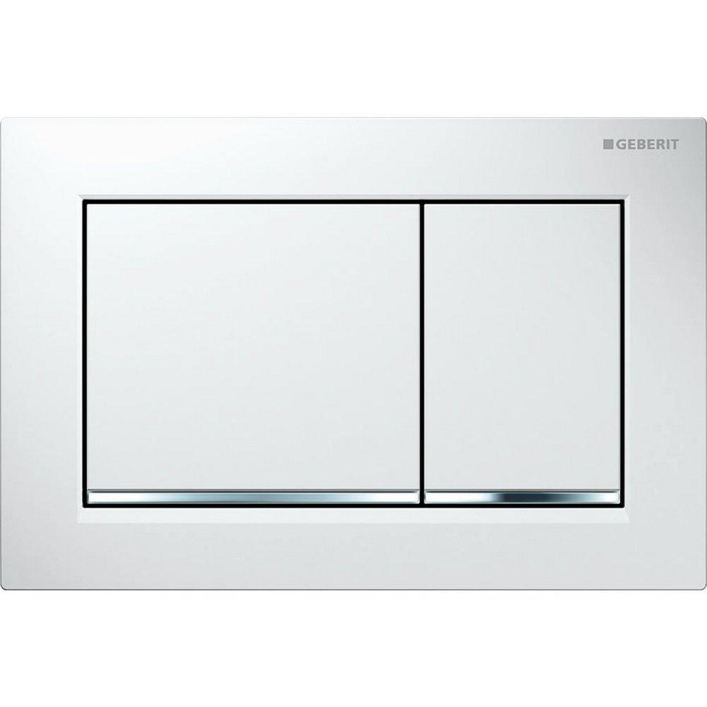 Geberit White/Polished Chrome Dual Flush Actuator Flush Plate 