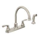 Two Handle Kitchen Faucet with Side Spray in Classic Stainless