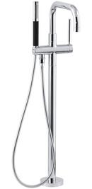Single Handle Floor Mount Tub Filler with Hand Shower in Polished Chrome