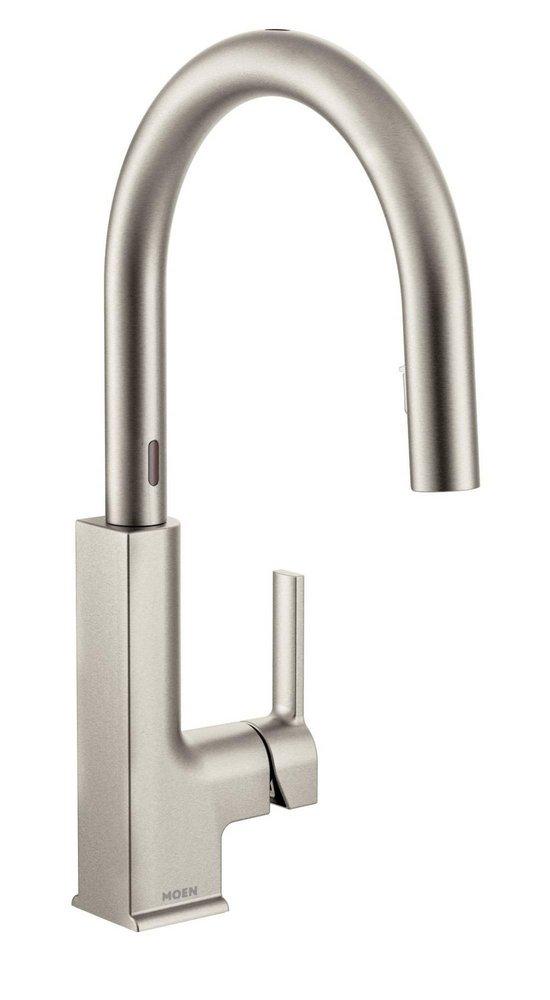 Moen Spot Resist&trade; Stainless Single Handle Pull Down Touchless Kitchen Faucet with Reflex, PowerClean and MotionSense Technology 