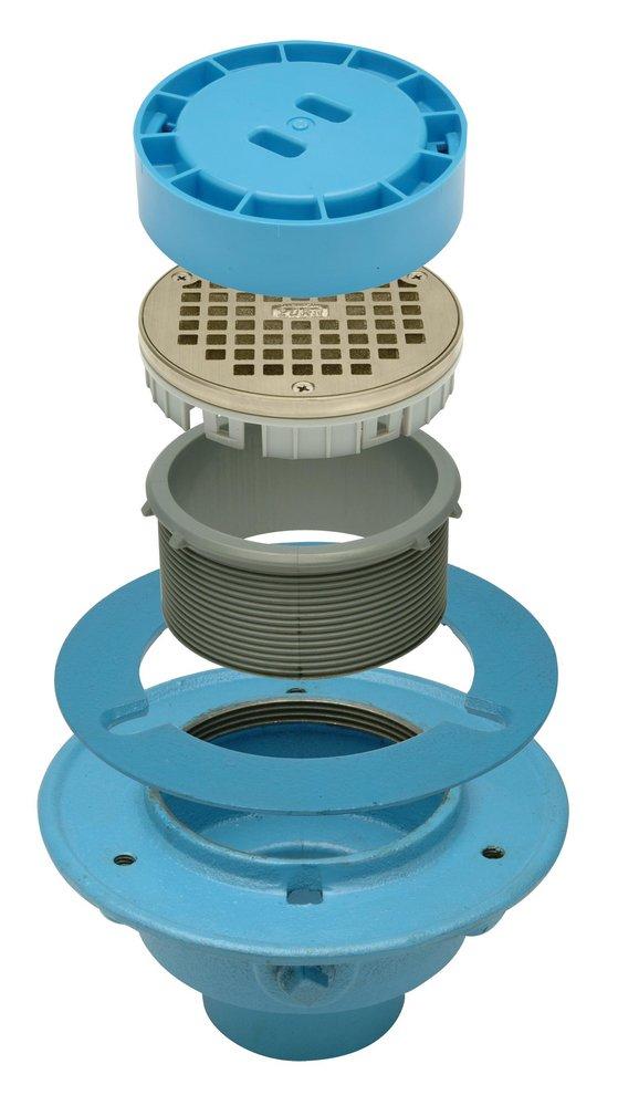 Zurn 5 in. Cast Iron Push-On Rough-In Cover Floor Drain with Outlet 
