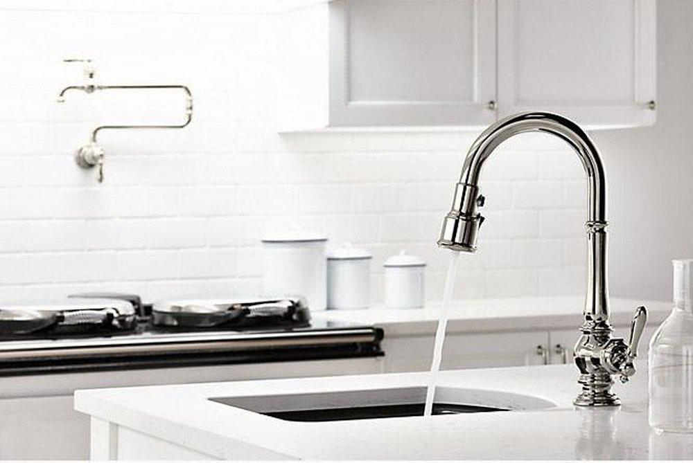 KOHLER Vibrant Polished Nickel Single Handle Pull Down Kitchen Faucet 