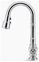 KOHLER Vibrant&reg; Polished Nickel Single Handle Pull Down Kitchen Faucet with Three-Function Spray, Magnetic Docking and Sweep Spray Technology 