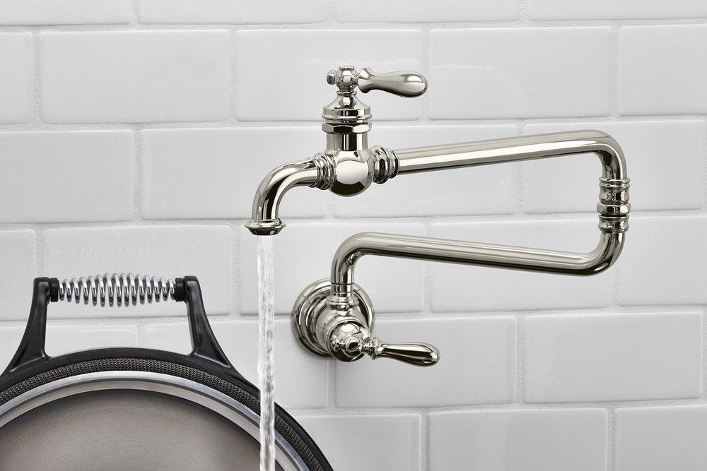 KOHLER Vibrant&reg; Polished Nickel Two Handle Lever Handle Pot Filler 