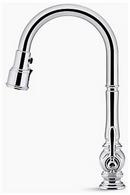 KOHLER Vibrant&reg; Polished Nickel Single Handle Pull Down Kitchen Faucet with Three-Function Spray, Magnetic Docking and Sweep Spray Technology 
