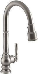 KOHLER Vibrant&reg; Stainless Single Handle Pull Down Kitchen Faucet with Three-Function Spray, Magnetic Docking and Sweep Spray Technology 