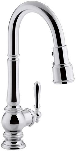 Single Handle Pull Down Kitchen Faucet in Polished Chrome