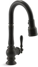 KOHLER Oil Rubbed Bronze Single Handle Pull Down Kitchen Faucet with Three-Function Spray, Magnetic Docking and Sweep Spray Technology 