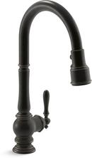 KOHLER Oil Rubbed Bronze Single Handle Pull Down Kitchen Faucet with Three-Function Spray, Magnetic Docking and Sweep Spray Technology 