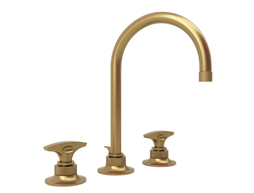 ROHL&reg; French Brass Two Handle Widespread Bathroom Sink Faucet 