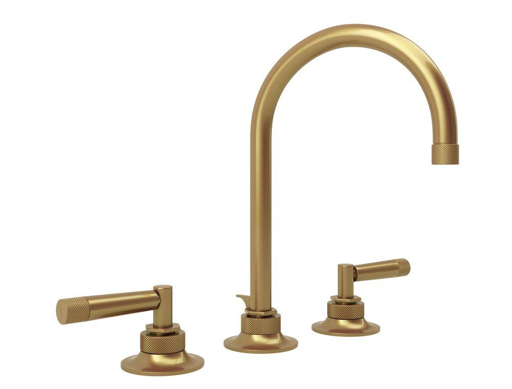 ROHL&reg; French Brass Two Handle Widespread Bathroom Sink Faucet 