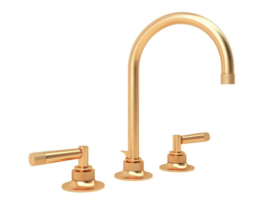 ROHL&reg; Satin Gold Two Handle Widespread Bathroom Sink Faucet 