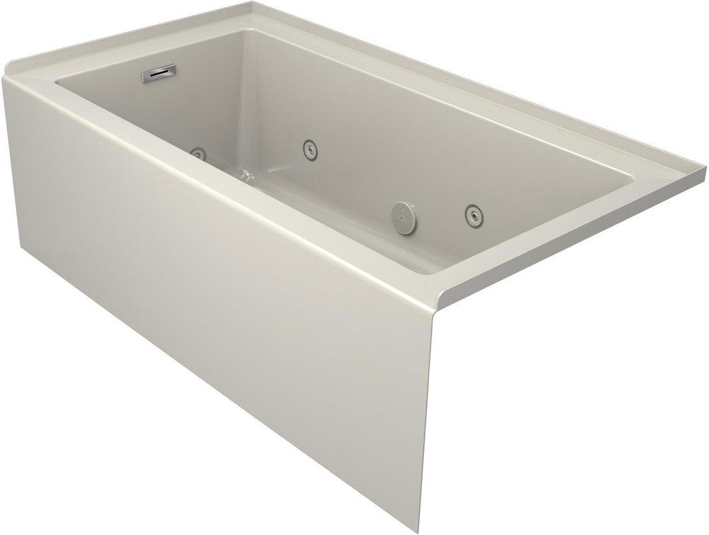 JACUZZI&reg; Oyster/Polished Chrome 60 x 32 in. Whirlpool Alcove Bathtub Left Drain 