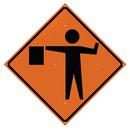 36 in. Non-Reflective Vinyl Roll-Up Sign - FLAGGER AHEAD (Flag Symbol)