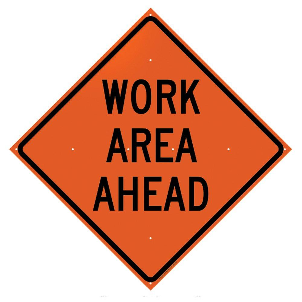 VizCon Fluorescent Orange 36 x 36 in. Work Area Ahead Sign 