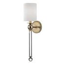 6-3/4 in. 60W 1-Light Candelabra E-12 Incandescent Wall Sconce in Aged Brass