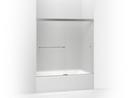 KOHLER Bright Polished Silver Sliding Bath Door with Frosted Glass 