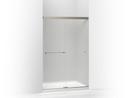Sliding Shower Door with Thick Frosted Glass in Anodized Brushed Nickel