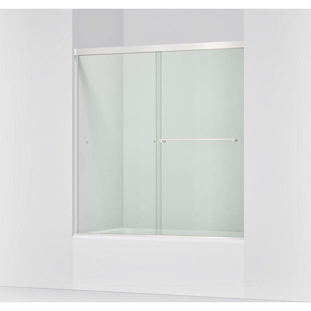 KOHLER Bright Polished Silver 62 in. Sliding Bath Door with Crystal Clear Glass 