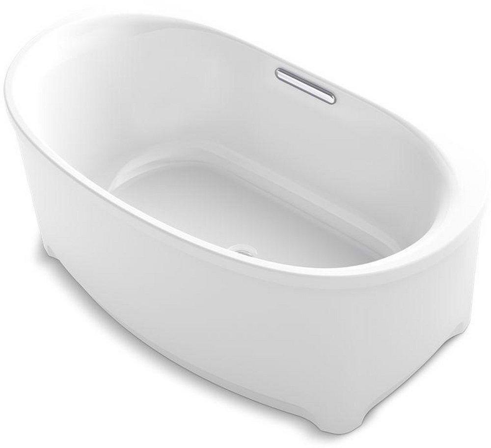 KOHLER White 59-11/16 x 35-3/4 in. Freestanding Bathtub with Center Drain 