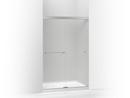 70 in. Frameless Frosted Tempered Glass Sliding Shower Door in Bright Polished Silver