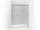 Sliding Shower Door with Frosted Glass in Bright Polished Silver