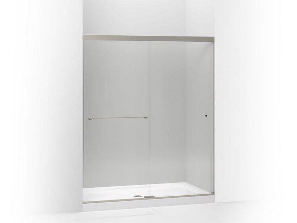 KOHLER Anodized Brushed Nickel 59-5/8 in. Sliding Shower Door with Crystal Clear Glass 