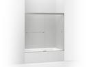 62 in. Sliding Bath Door with Crystal Clear Glass in Anodized Brushed Nickel