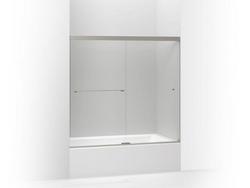 62 in. Sliding Bath Door with Crystal Clear Glass in Anodized Brushed Nickel