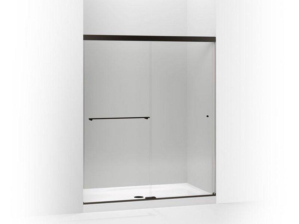 KOHLER Anodized Dark Bronze 59-5/8 in. Sliding Shower Door with Crystal Clear Glass 