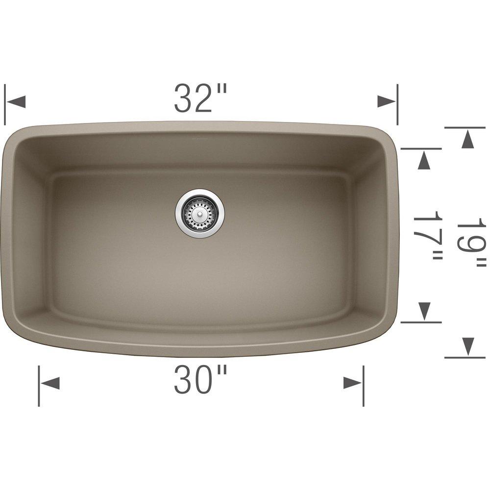 BLANCO Truffle 32 x 19 in. No Hole Composite Single Bowl Undermount Kitchen Sink 