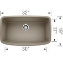 BLANCO Truffle 32 x 19 in. No Hole Composite Single Bowl Undermount Kitchen Sink 