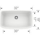 BLANCO White 32 x 19 in. No Hole Composite Single Bowl Undermount Kitchen Sink 