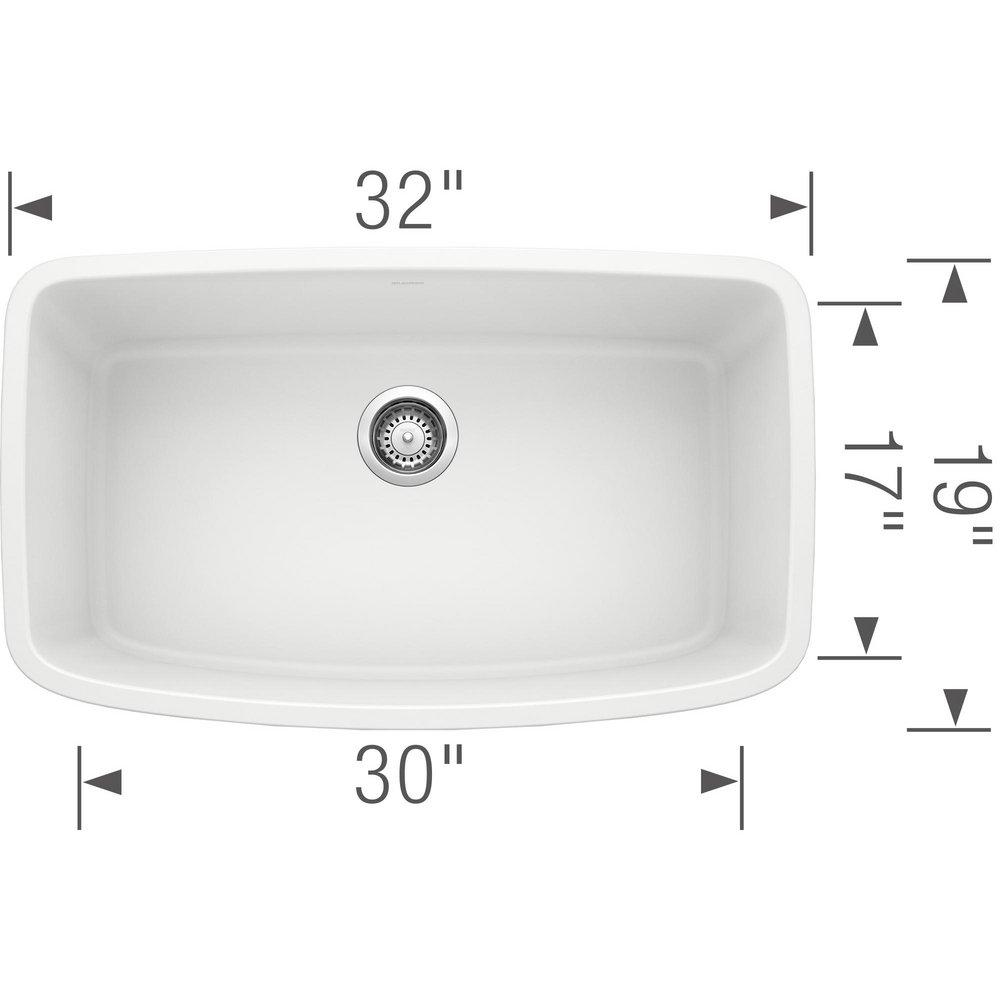 BLANCO White 32 x 19 in. No Hole Composite Single Bowl Undermount Kitchen Sink 