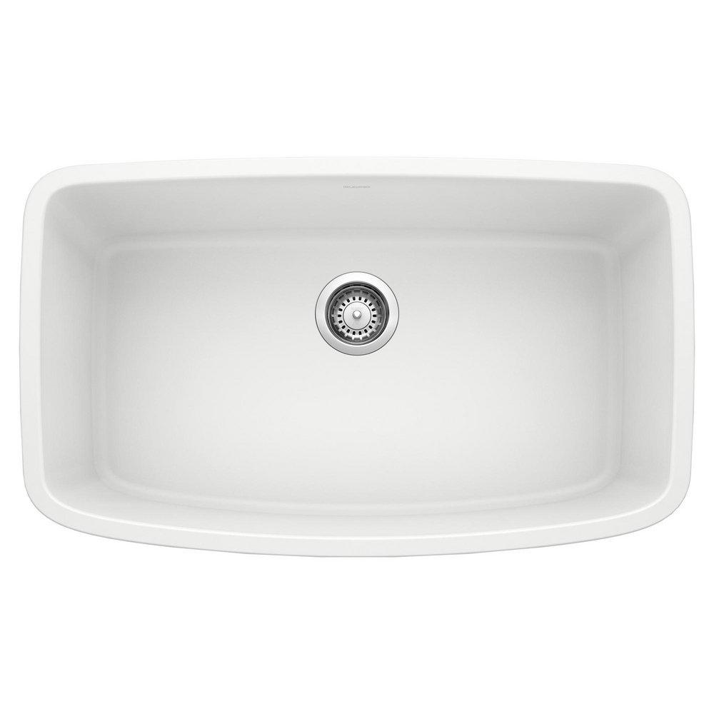 BLANCO White 32 x 19 in. No Hole Composite Single Bowl Undermount Kitchen Sink 
