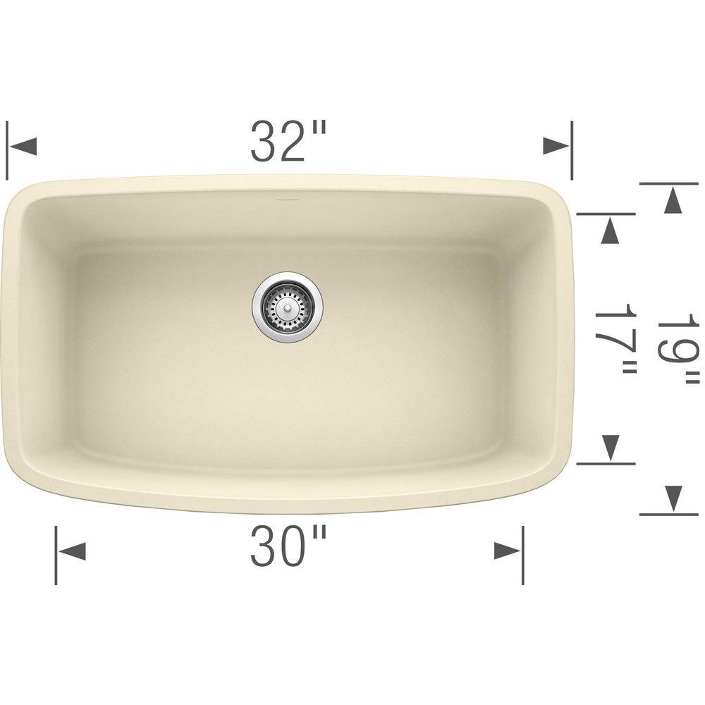 BLANCO Biscuit 32 x 19 in. No Hole Composite Single Bowl Undermount Kitchen Sink 