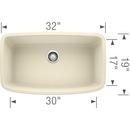 BLANCO Biscuit 32 x 19 in. No Hole Composite Single Bowl Undermount Kitchen Sink 
