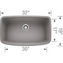 BLANCO Metallic Grey 32 x 19 in. No Hole Composite Single Bowl Undermount Kitchen Sink 