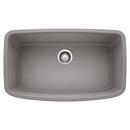 32 x 19 in. No Hole Composite Single Bowl Undermount Kitchen Sink in Metallic Grey