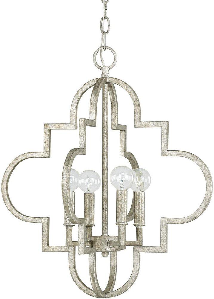 Capital Lighting Antique Silver 20-1/4 in. 4-Light Candelabra E-12 Base Incandescent Pendant 
