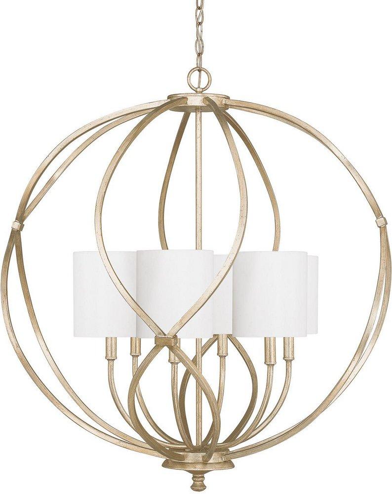 Capital Lighting Winter Gold 34-1/4 in. 6-Light Candelabra E-12 Base Incandescent Pendant 