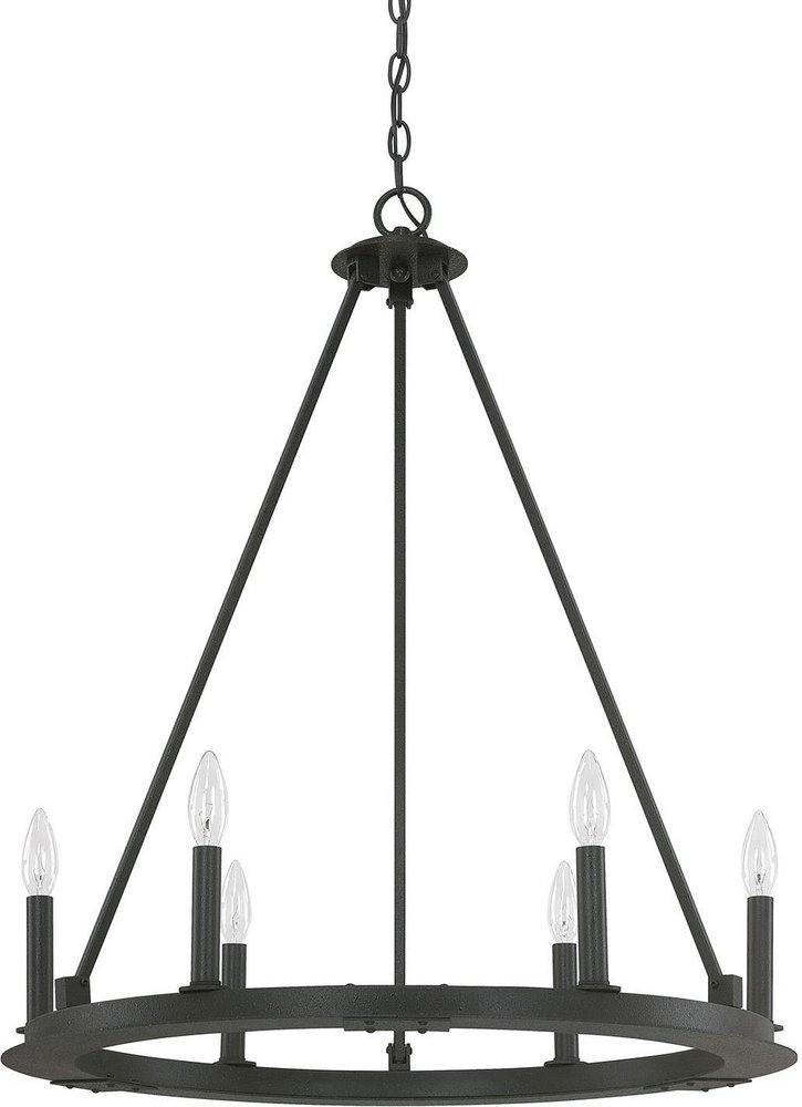 Capital Lighting Black Iron 30-1/2 in. 6-Light Candelabra E-12 Base Chandelier 