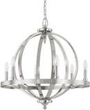 Capital Lighting Polished Nickel 26-1/2 in. 6-Light Candelabra E-12 Base Incandescent Pendant 