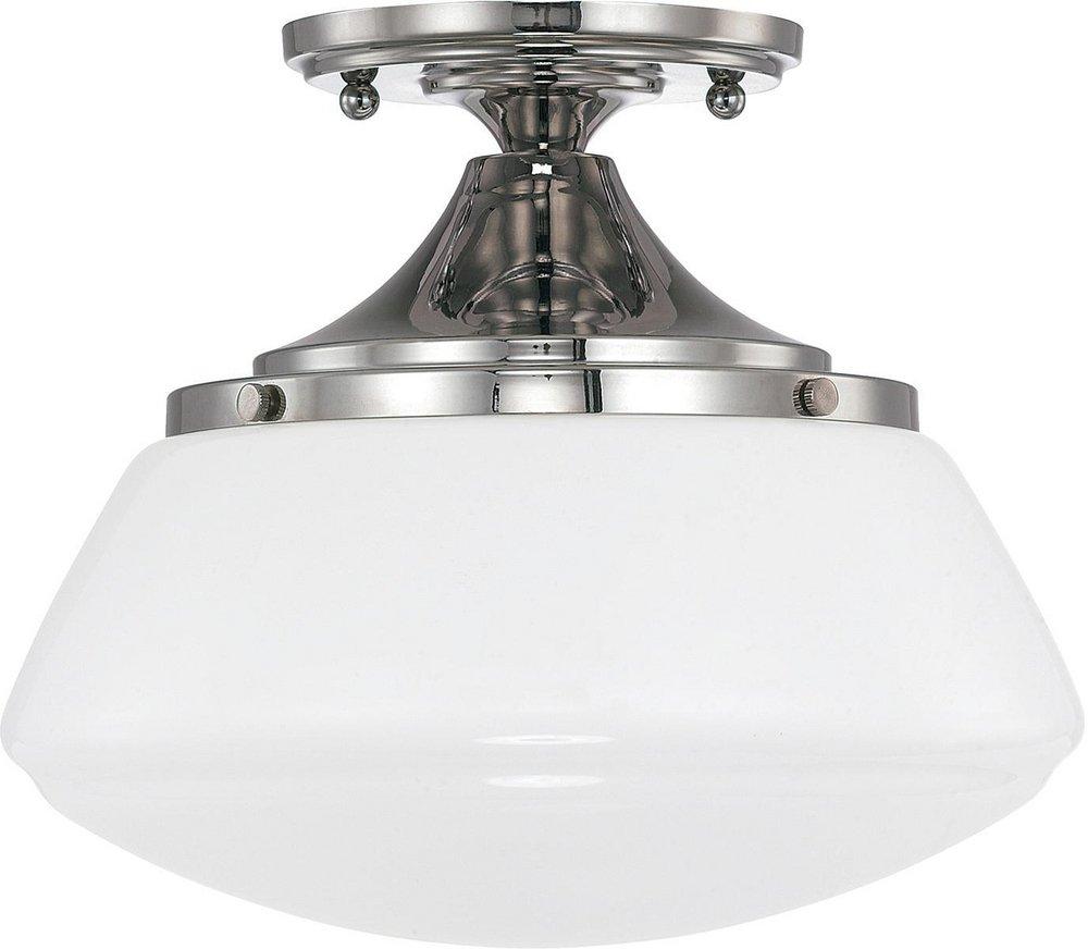 Capital Lighting Polished Nickel 75W 1-Light Medium E-26 Base Semi-Flushmount Ceiling Fixture 